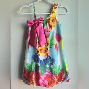 Bonnie Jean - Girl's Bright Multicolor Floral Spring Summer Dress, Sz 8